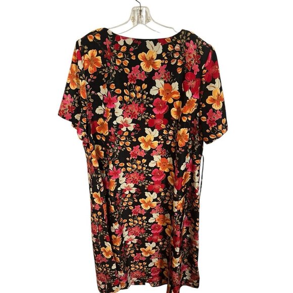 White Stag Women's Plus 26W Maxi Dress Rich Black with Floral Print Button Front - Picture 9 of 9